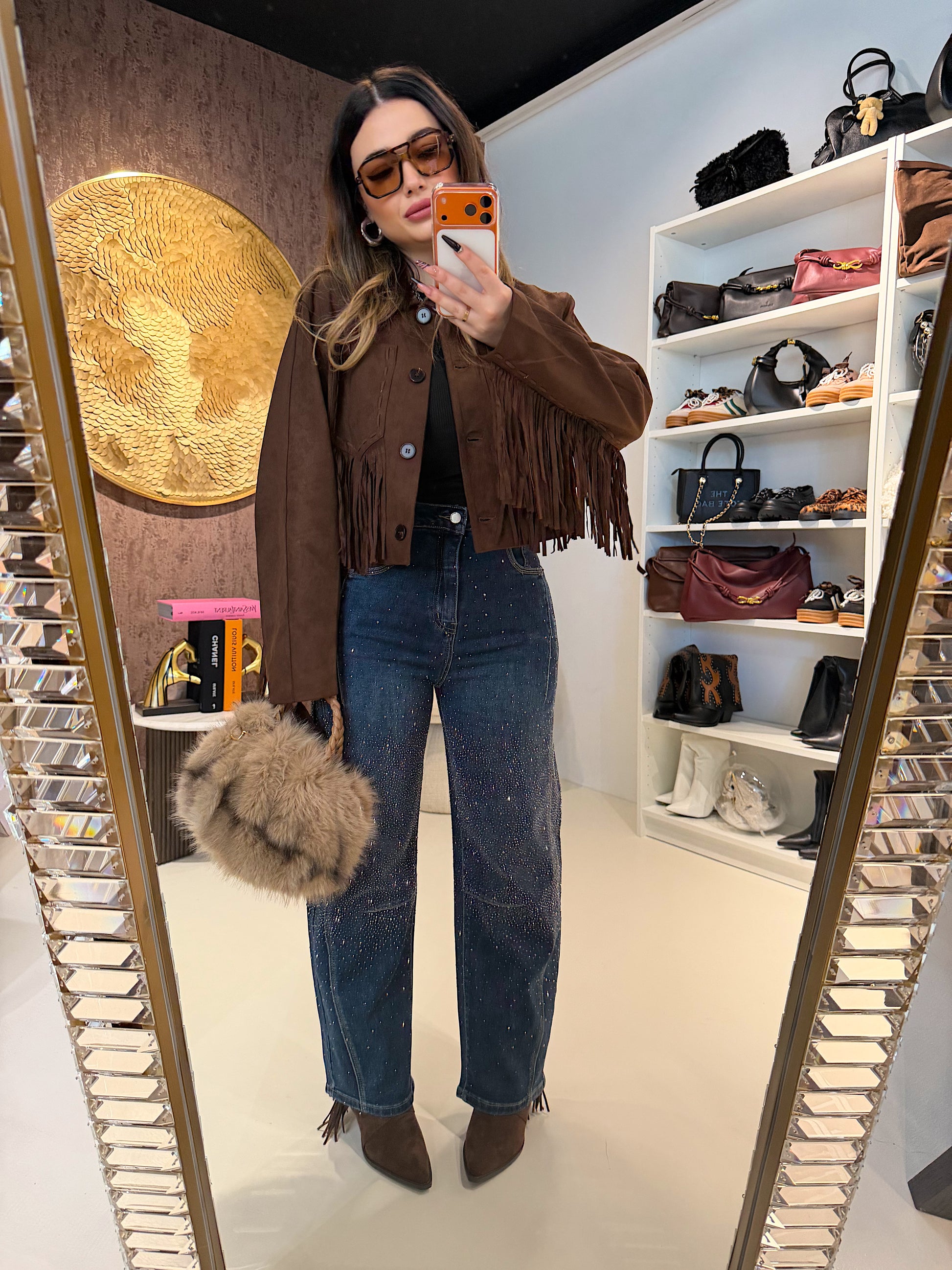 Giacca in camoscio con frange - R.a. Boutique