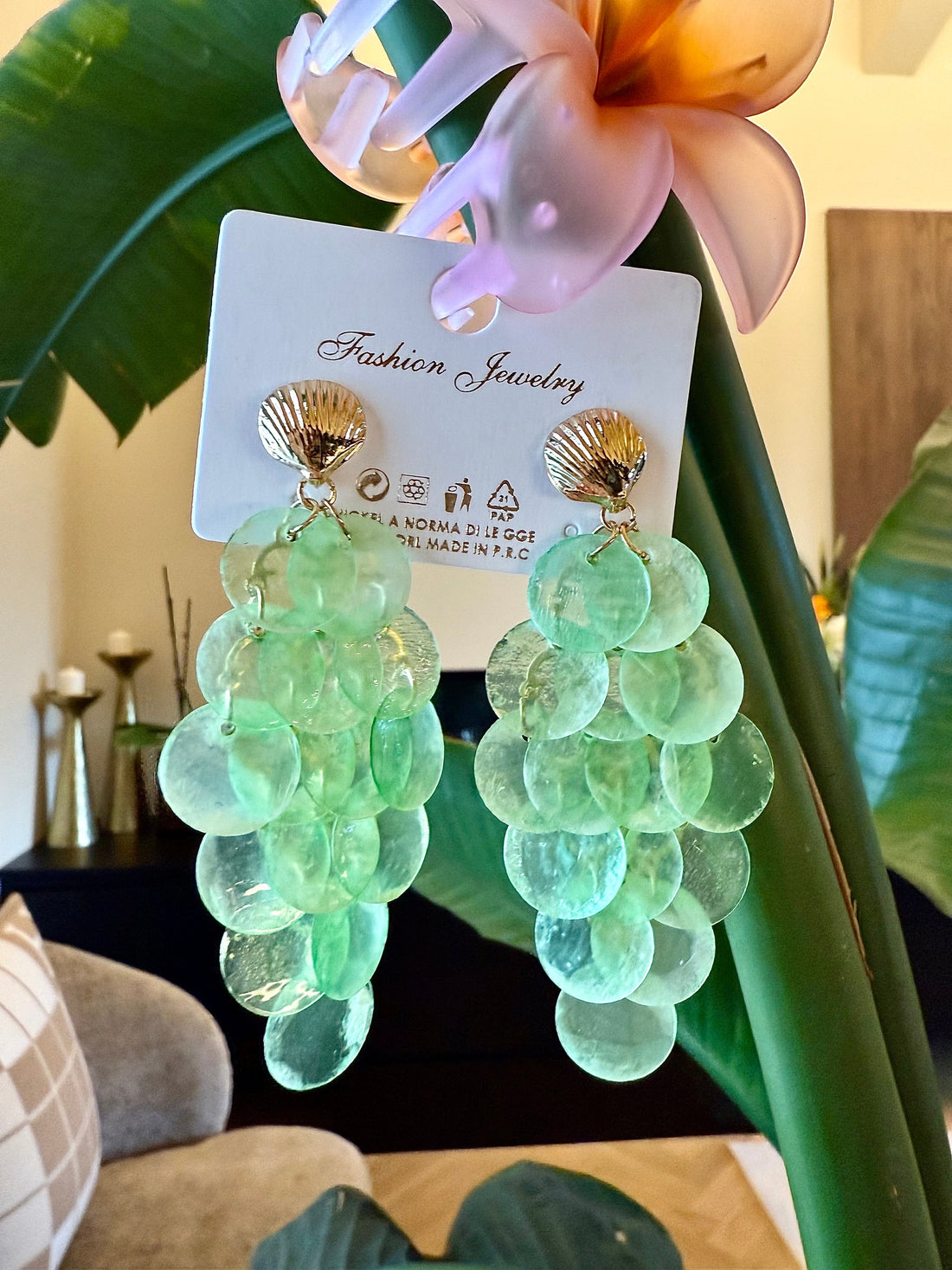 Orecchini Grappolo Verde Acqua - R.a. Boutique