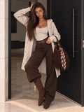 Cardigan Lungo a Trecce con Cappuccio Beige - R.a. Boutique