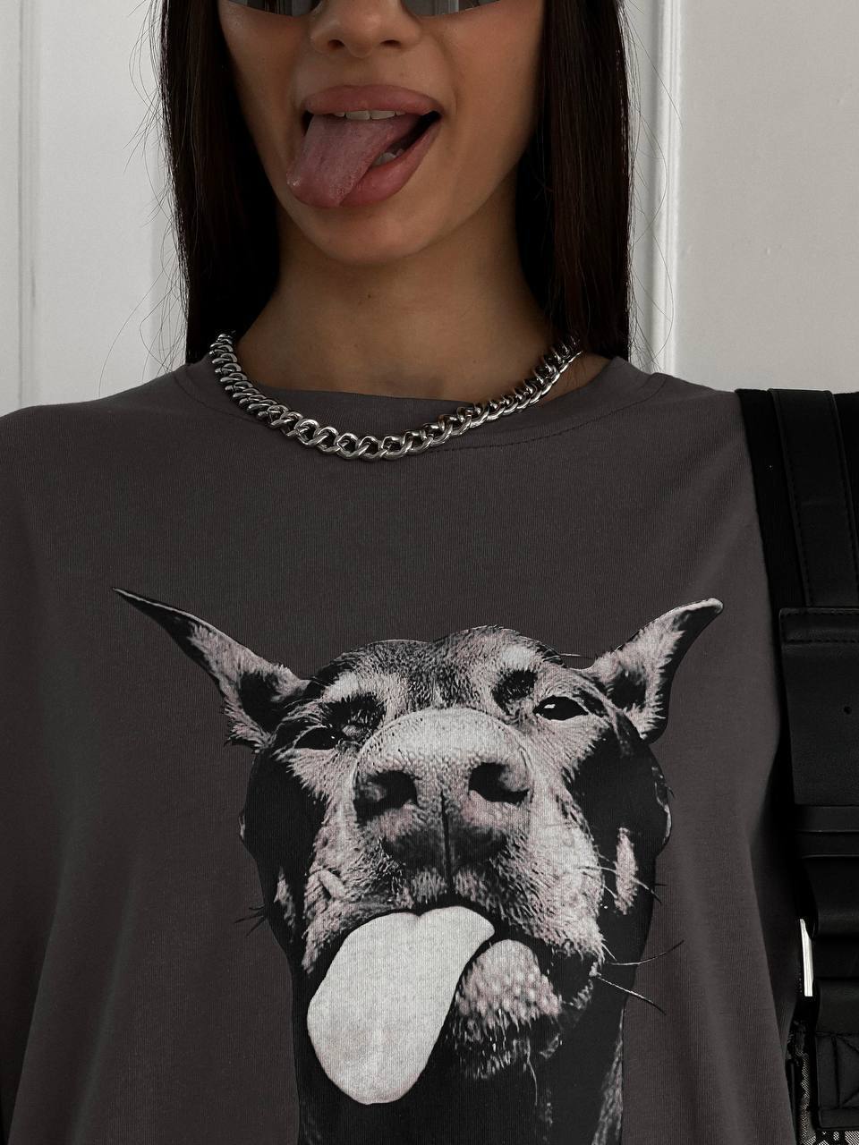 T-shirt grigio doberman - R.a. Boutique 