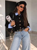 Maglioncino a Trecce nero con colletto e polsino a camicia - R.a. Boutique