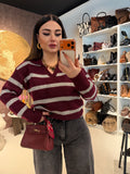 Maglione a righe bordeaux grigio - R.a. Boutique