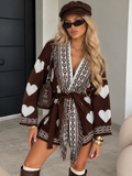 Cardigan Chocolate Hearts con Frange e Cintura - R.a. Boutique