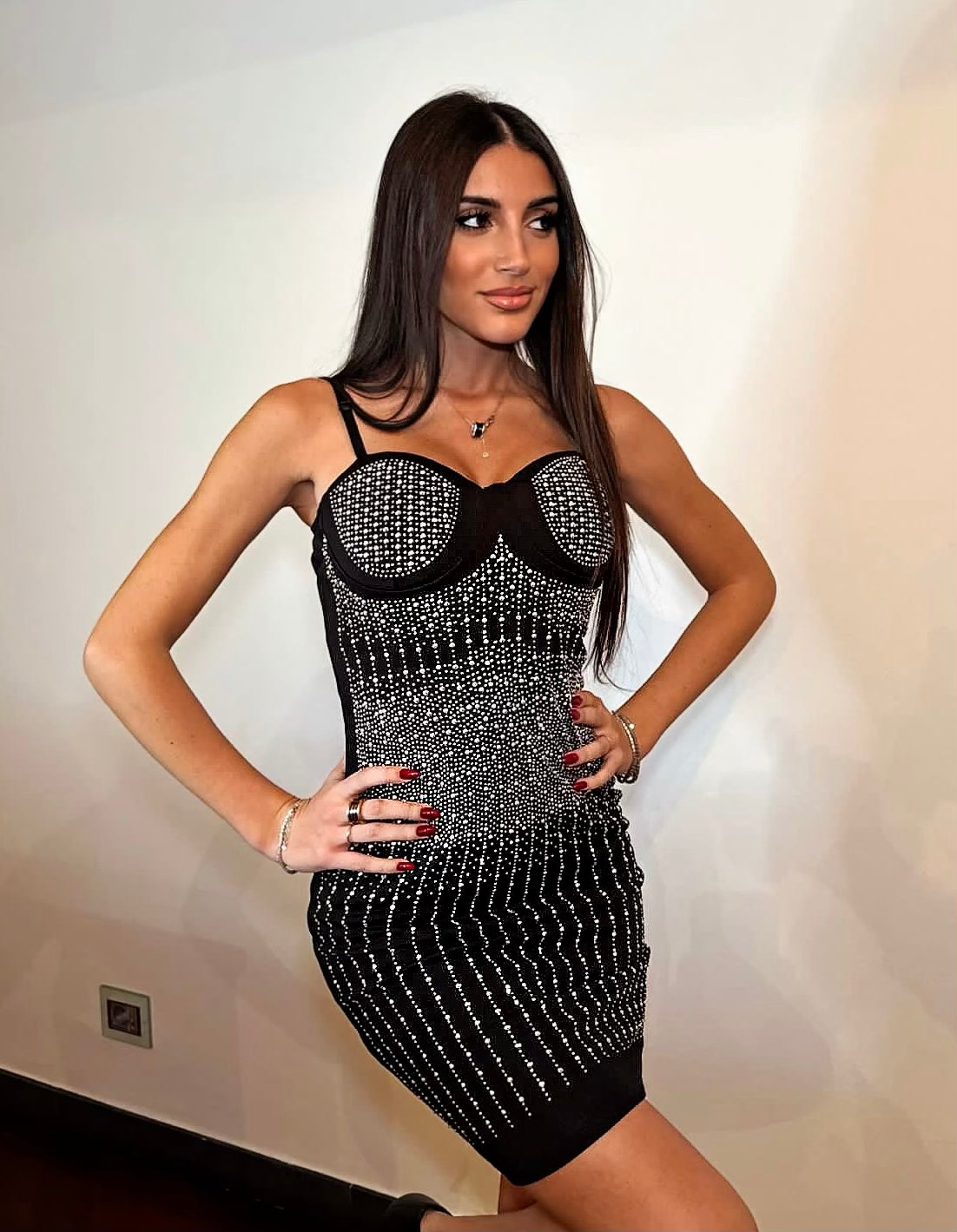 Abito nero con strass - R.a. Boutique 