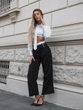 Pantalone nero con dettaglio bianco - R.a. Boutique 