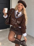 Maglia Call Me Baby con Scollo a V - Marrone - R.a. Boutique