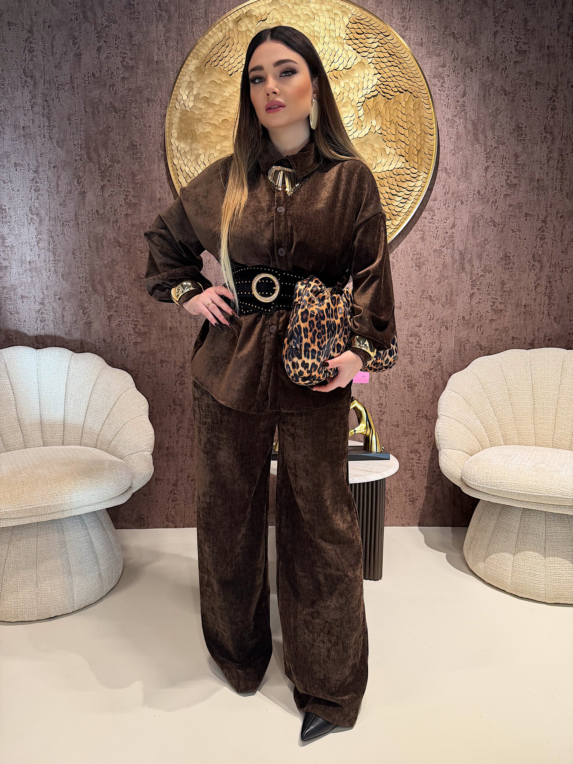 Completo in ciniglia camicia e pantalone - R.a. Boutique