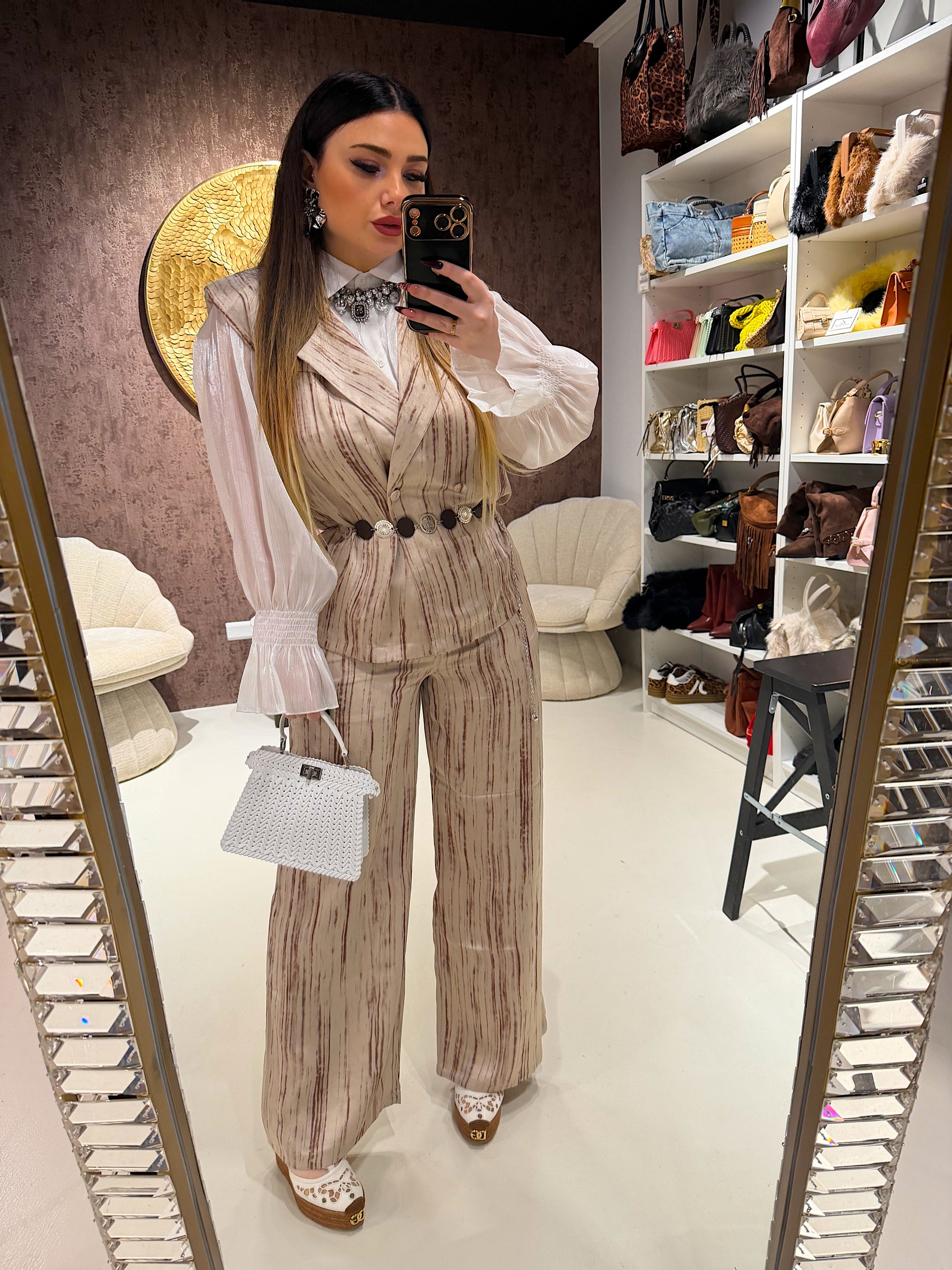 Completo venature luxury con cintura - R.a. Boutique