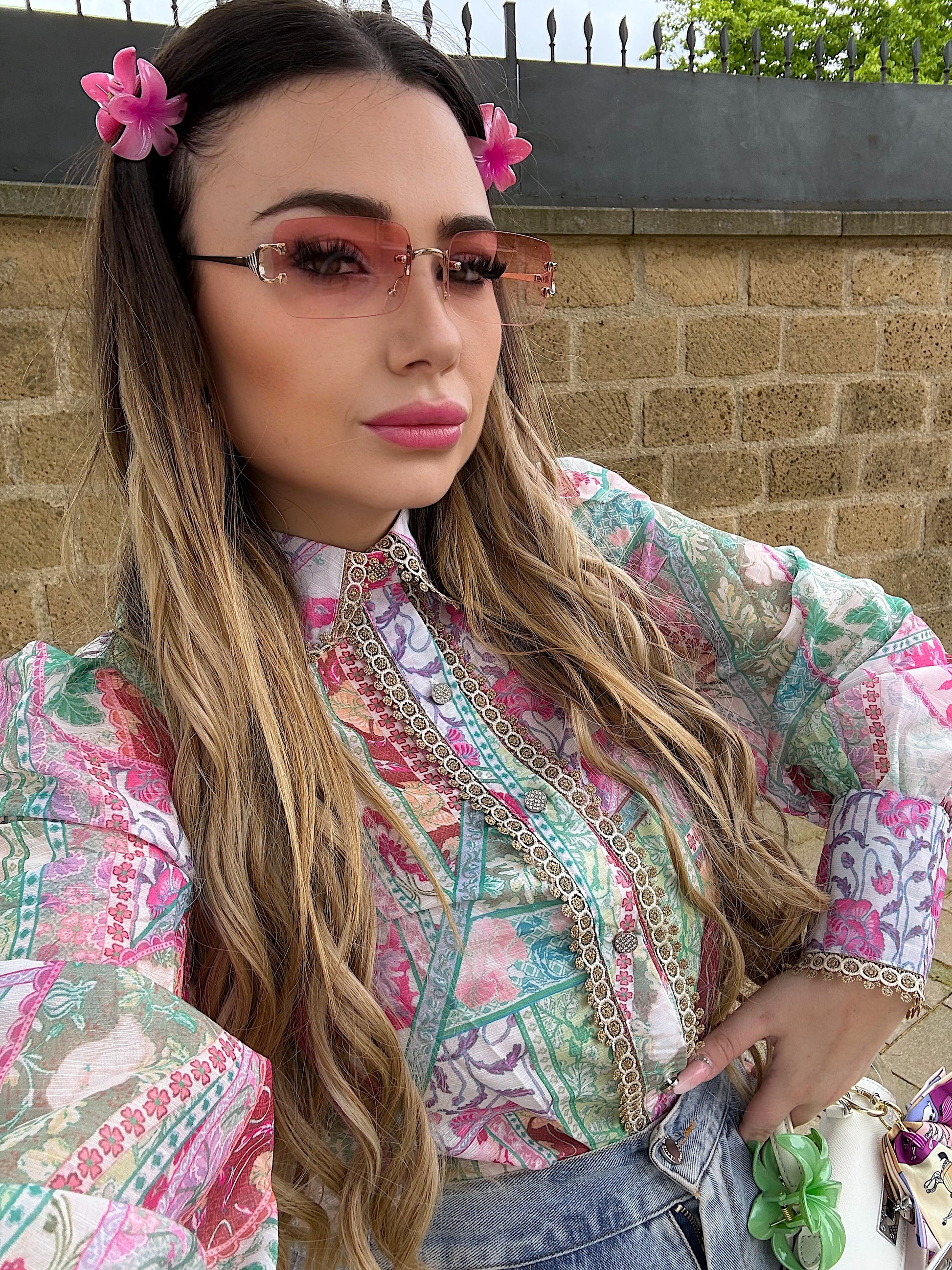 Camicia verde Fuxia con dettaglio oro - R.a. Boutique