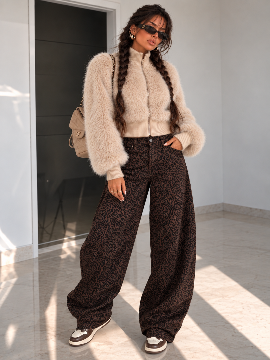 Jeans Barrel Animalier Brown - R.a. Boutique