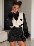 Camicia Satin Chic con Polsini Piume Nera - R.a. Boutique