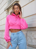 Felpa crop rosa barbie con lacci - R.a. Boutique 