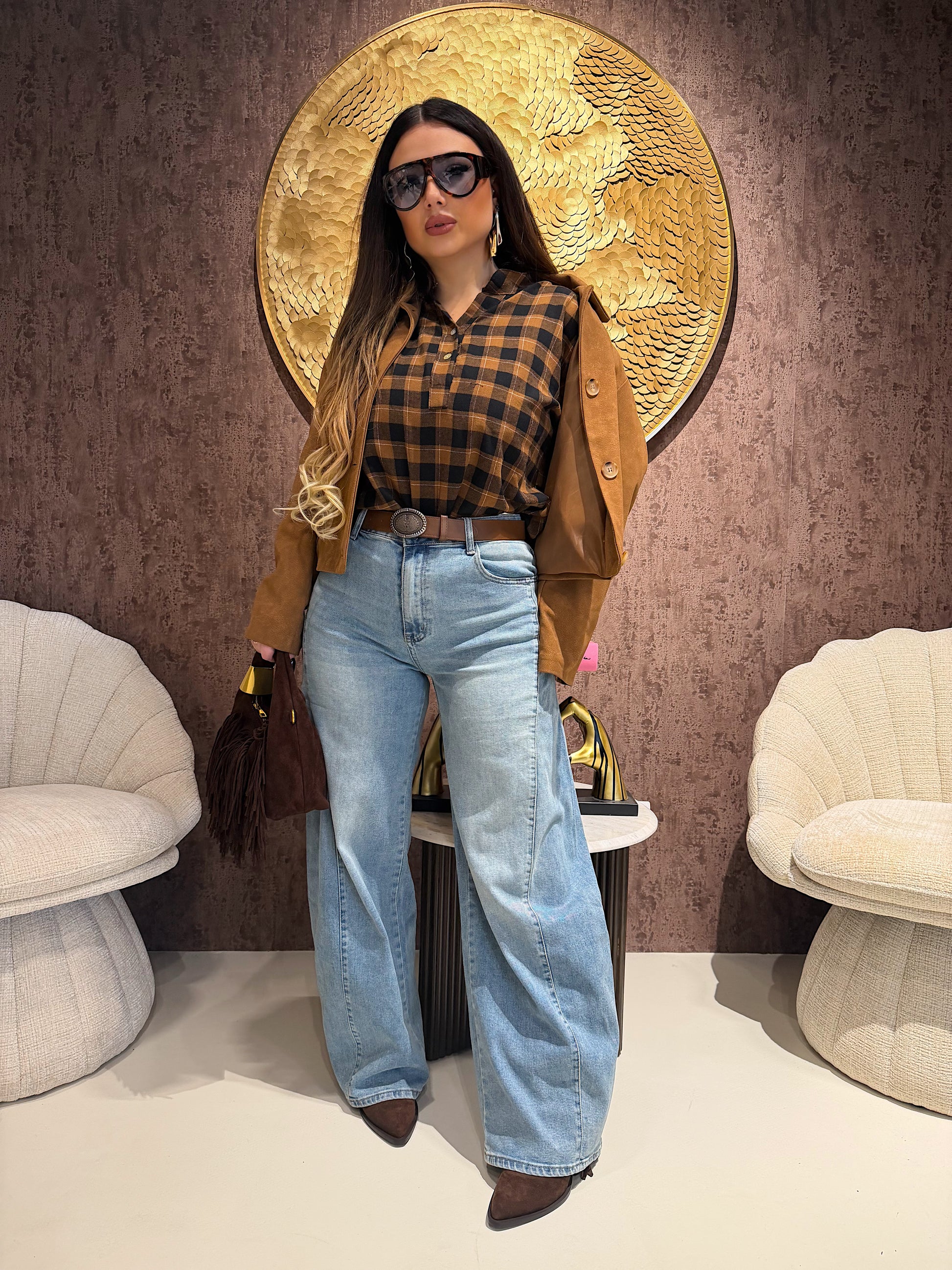 Jeans Dritto Denim Vintage con Cintura - R.a. Boutique