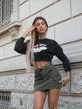 Felpa crop nera aquila - R.a. Boutique 