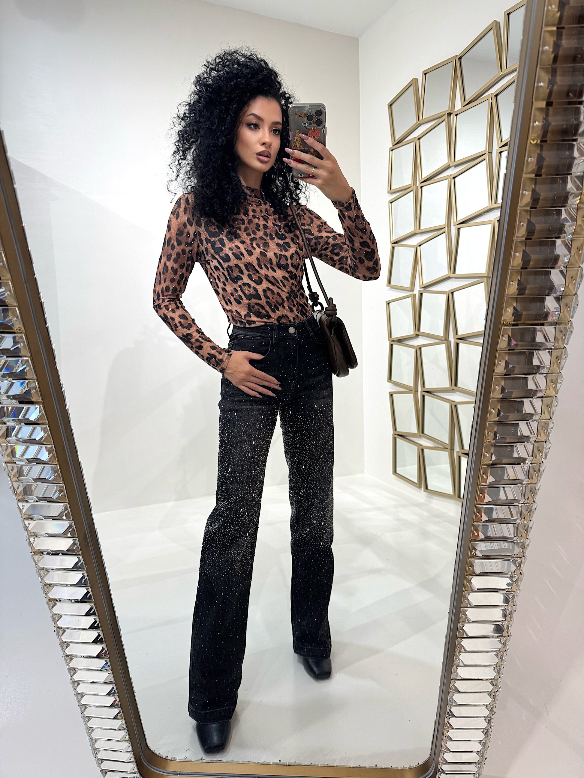 Maglia con strass animalier - R.a. Boutique