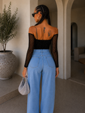 Body a rete con strass e fori - R.a. Boutique