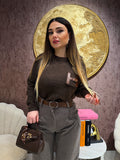Maglioncino con taschino e dettaglio fibbia - R.a. Boutique