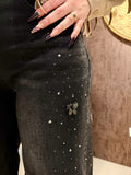 Jeans nero con strass e ricami - R.a. Boutique