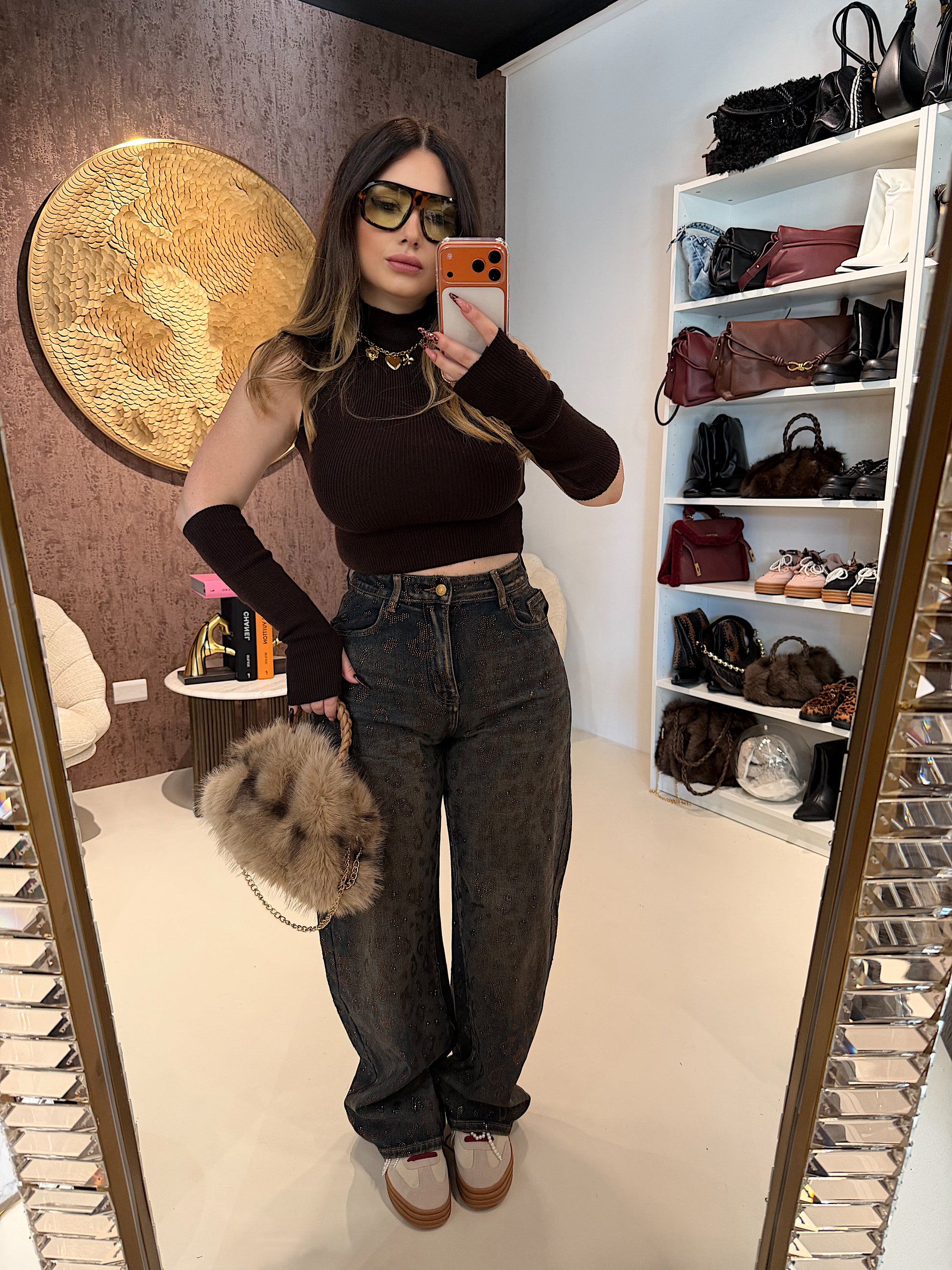 Top a Collo Alto con Manicotti Coordinati - R.a. Boutique