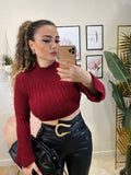 Pull crop burgundy a trecce - R.a. Boutique 