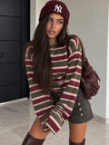 Maglia Soft Stripe Verde Bordeaux e Rosa - R.a. Boutique