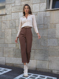 Pantalone vita alta choco - R.a. Boutique 