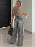 Maglioncino Crop Beige a Costine con Spalline Imbottite - R.a. Boutique