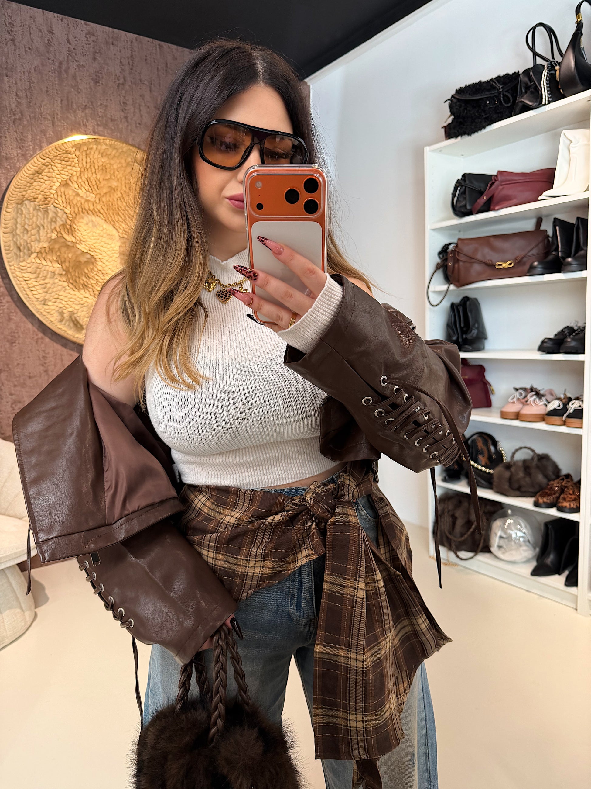 Top a Collo Alto con Manicotti Coordinati - R.a. Boutique