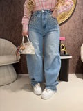 Jeans Crystal Glow Wide Leg - R.a. Boutique