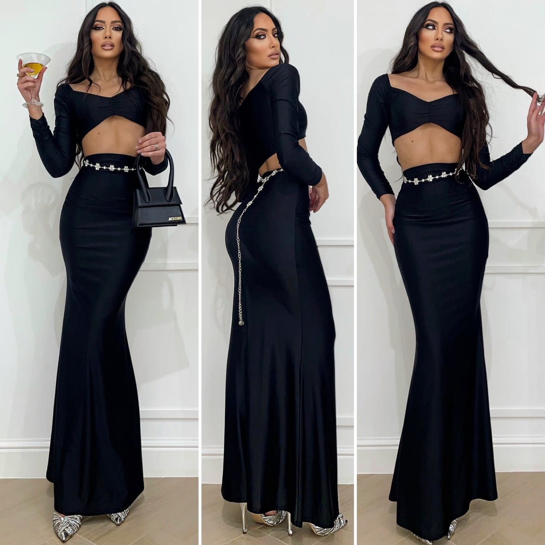 Due pezzi top e gonna nero - R.a. Boutique 