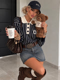 Maglia Polo Teddy a Righe Blu - R.a. Boutique