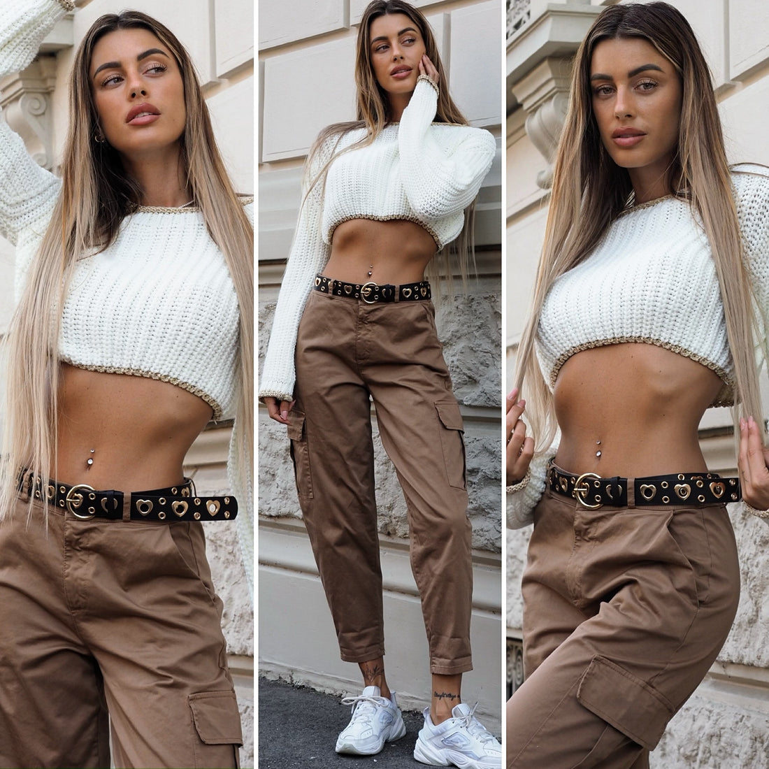 Maglione panna bordino oro - R.a. Boutique 