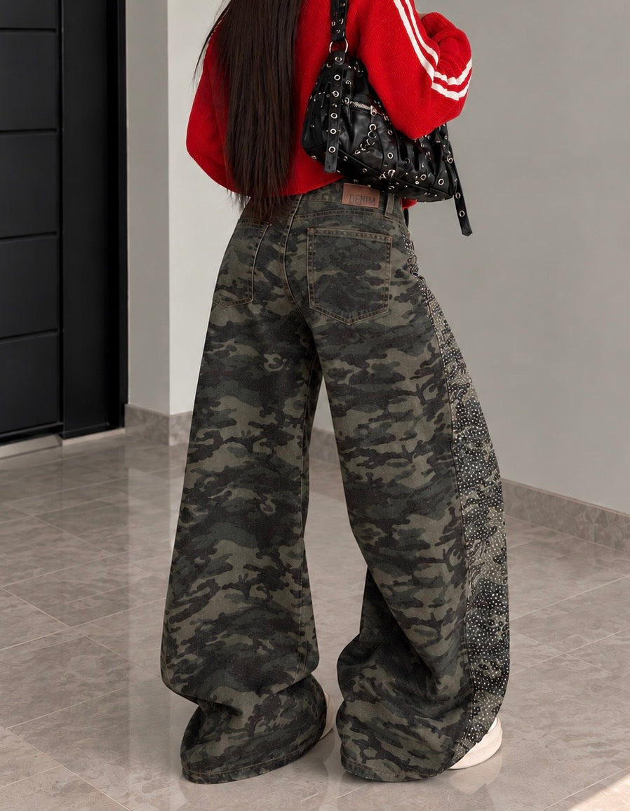 Jeans Wide Leg Sparkle con Micro Strass - R.a. Boutique