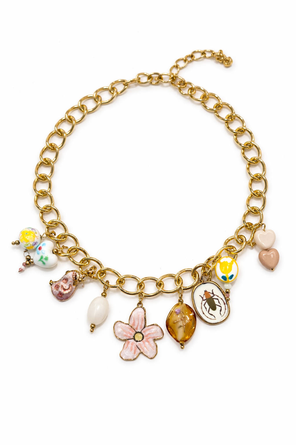 Collana Giardino Rosa con fiore e charms - R.a. Boutique