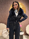 Giacca Denim Luxury Fur Navy - R.a. Boutique