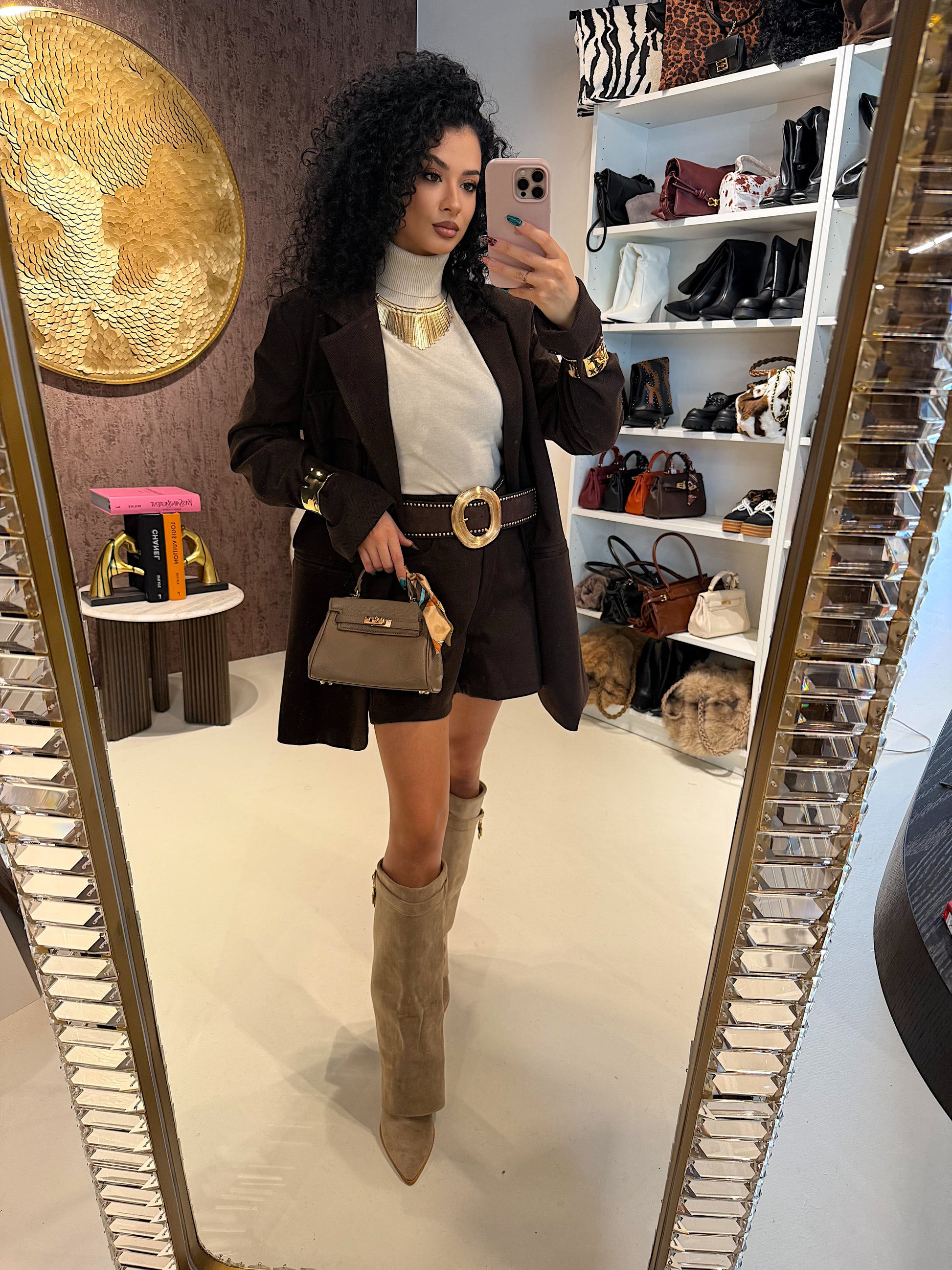 Completo choco short e giacca con tasche - R.a. Boutique