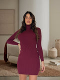 Abito in maglia collo alto burgundy - R.a. Boutique 