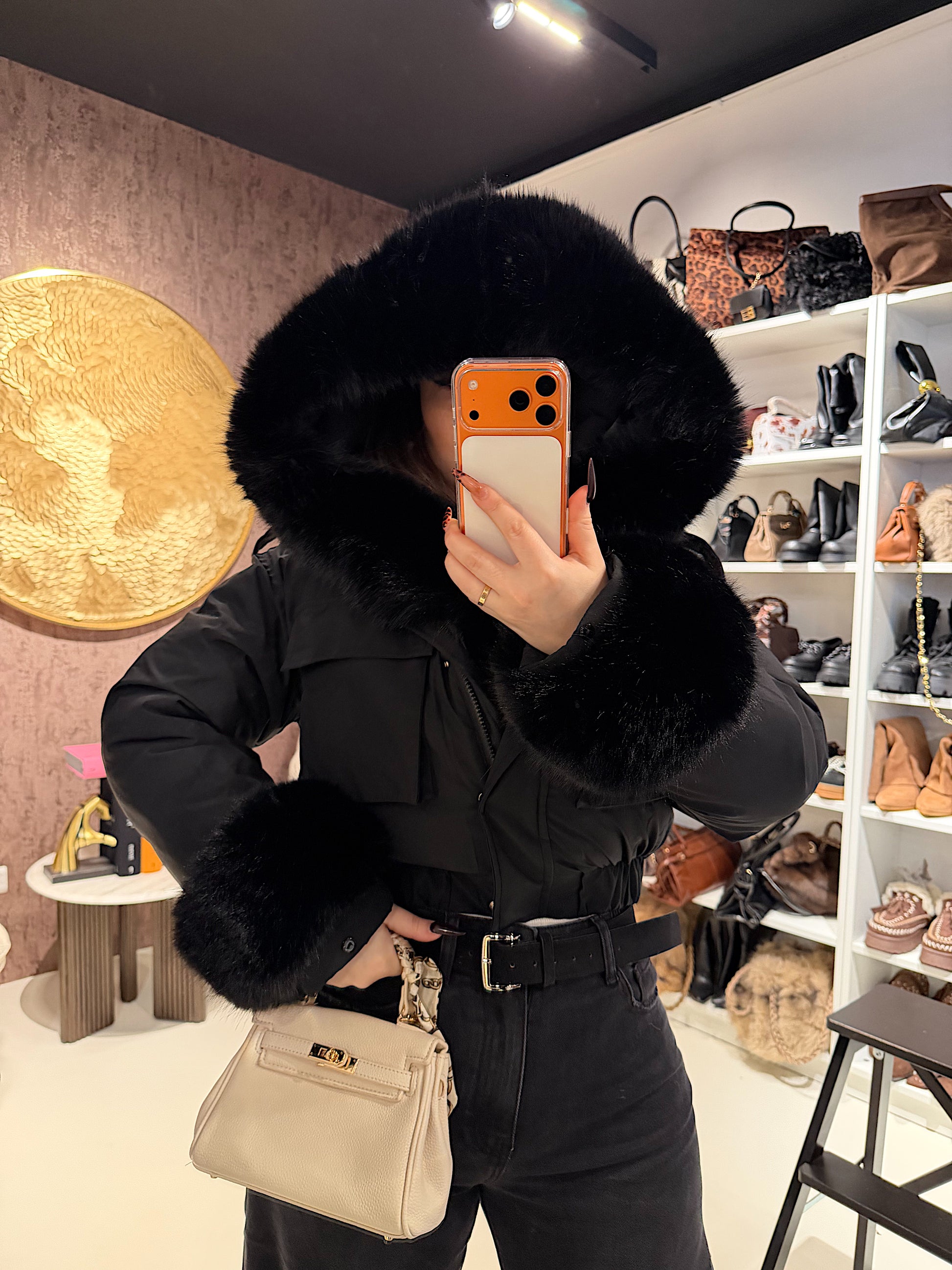 Bomber crop con pelo - R.a. Boutique