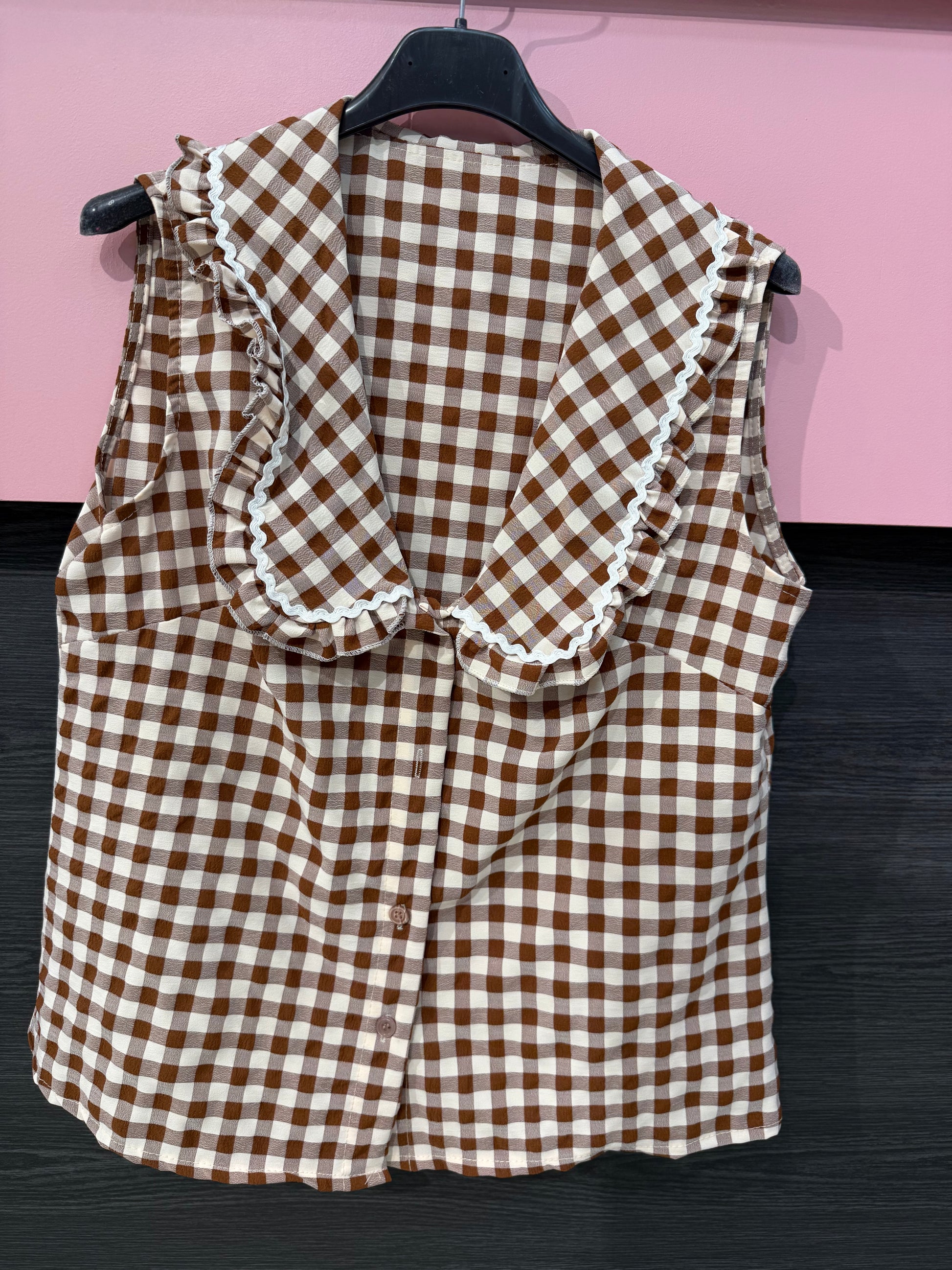 Top a quadri con scollo - R.a. Boutique