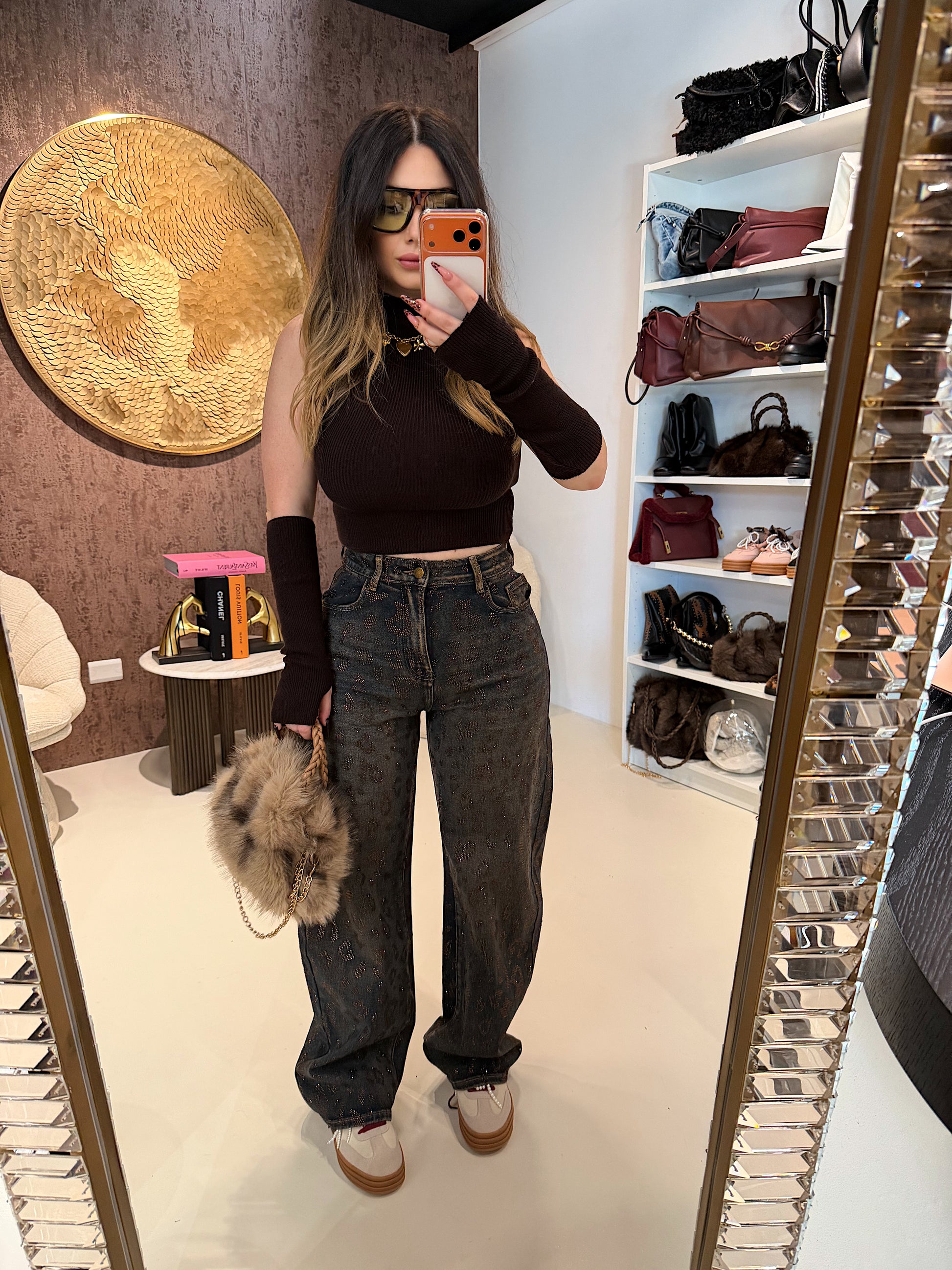 Top a Collo Alto con Manicotti Coordinati - R.a. Boutique