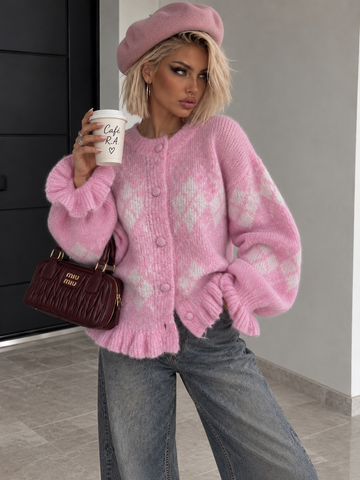 Cardigan Fluffy Diamond Rosa