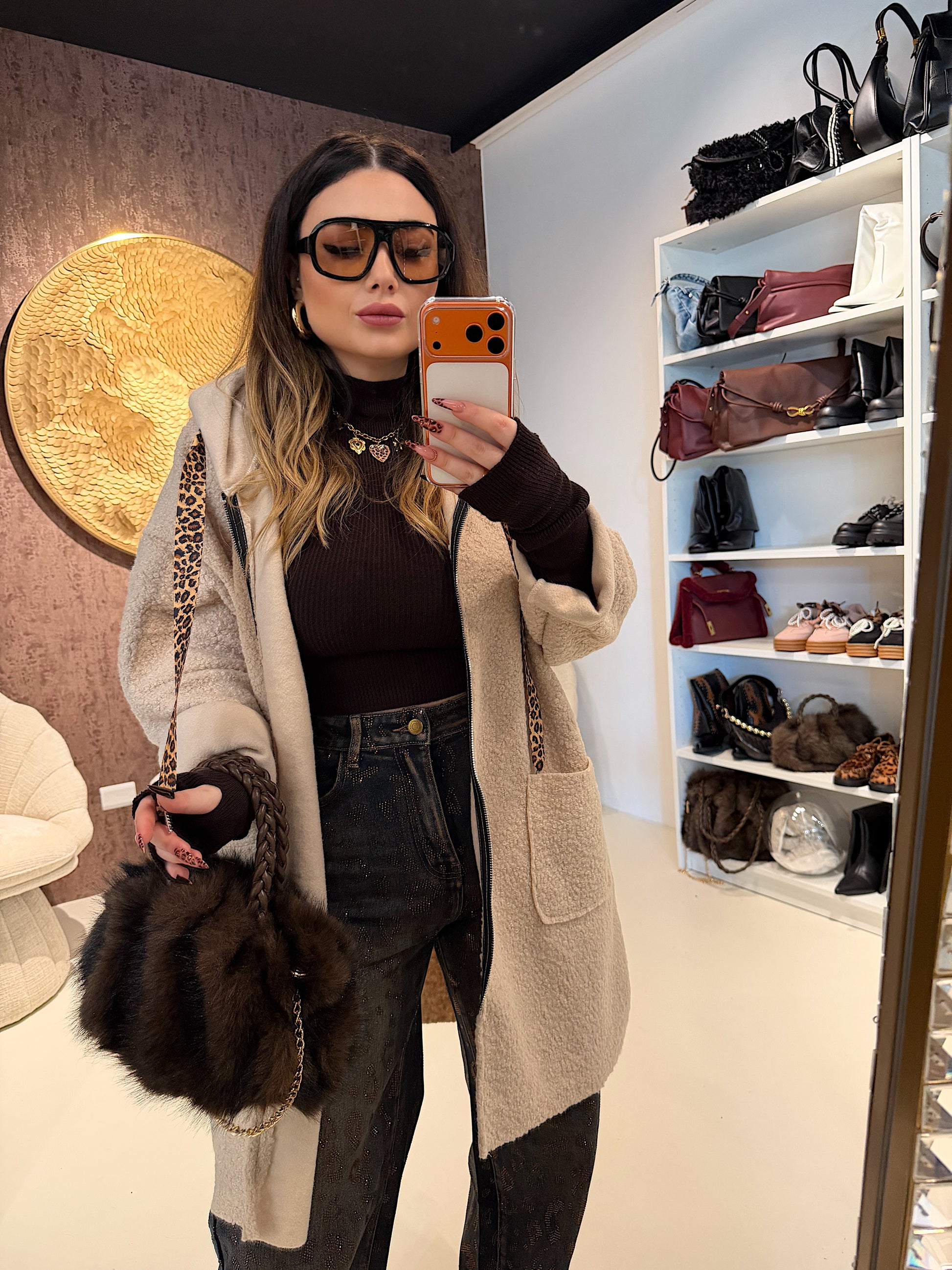 Cardigan Morbido con Cappuccio e laccio Animalier - R.a. Boutique