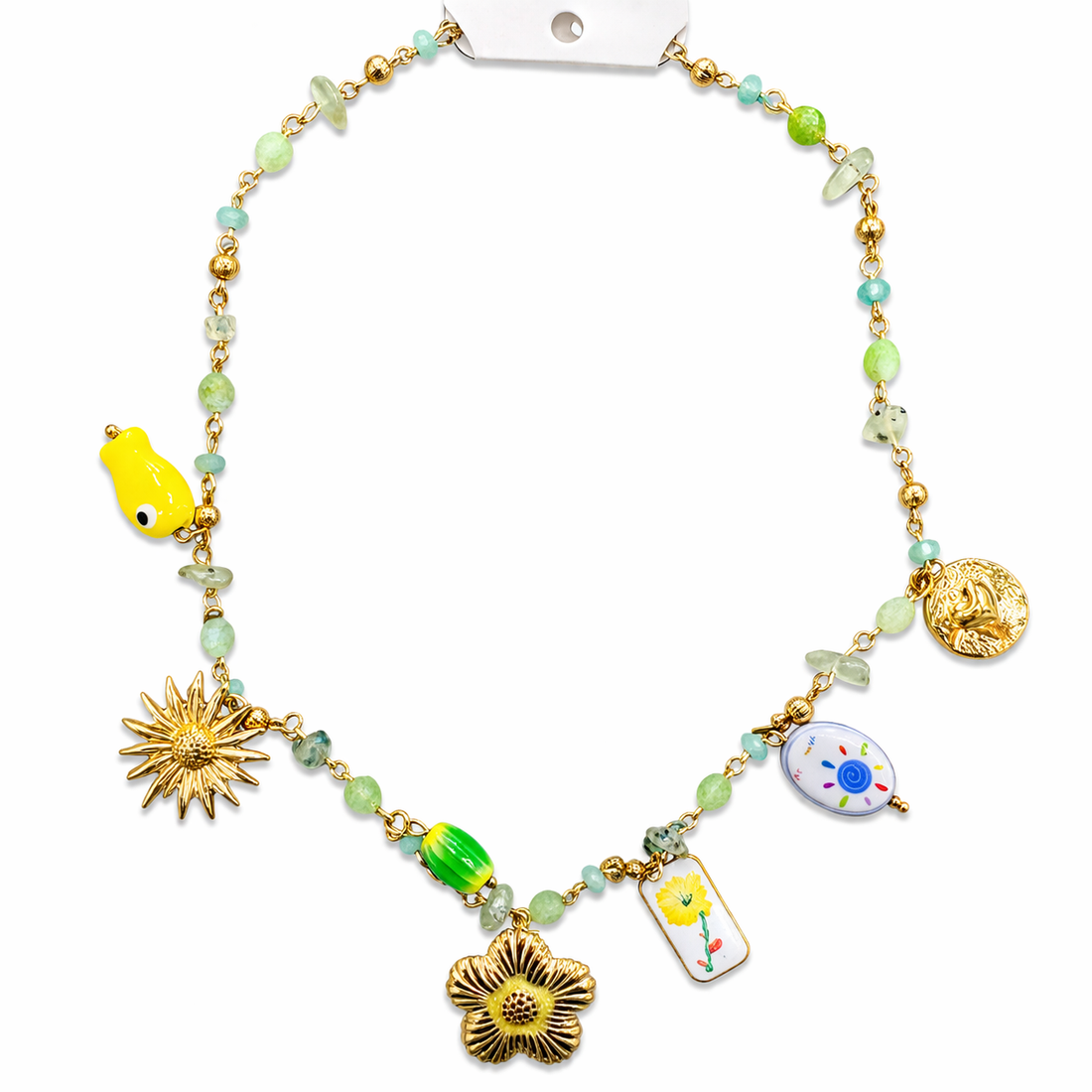 Collana Sole Verde con charms - R.a. Boutique
