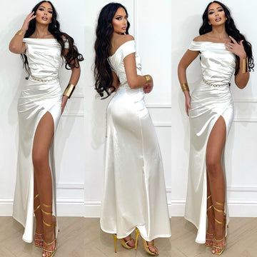 Abito bianco aderente scollo a barchetta - R.a. Boutique