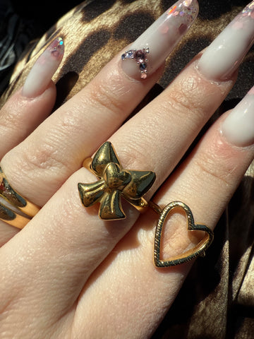 Anello fiocco con cuore oro - R.a. Boutique