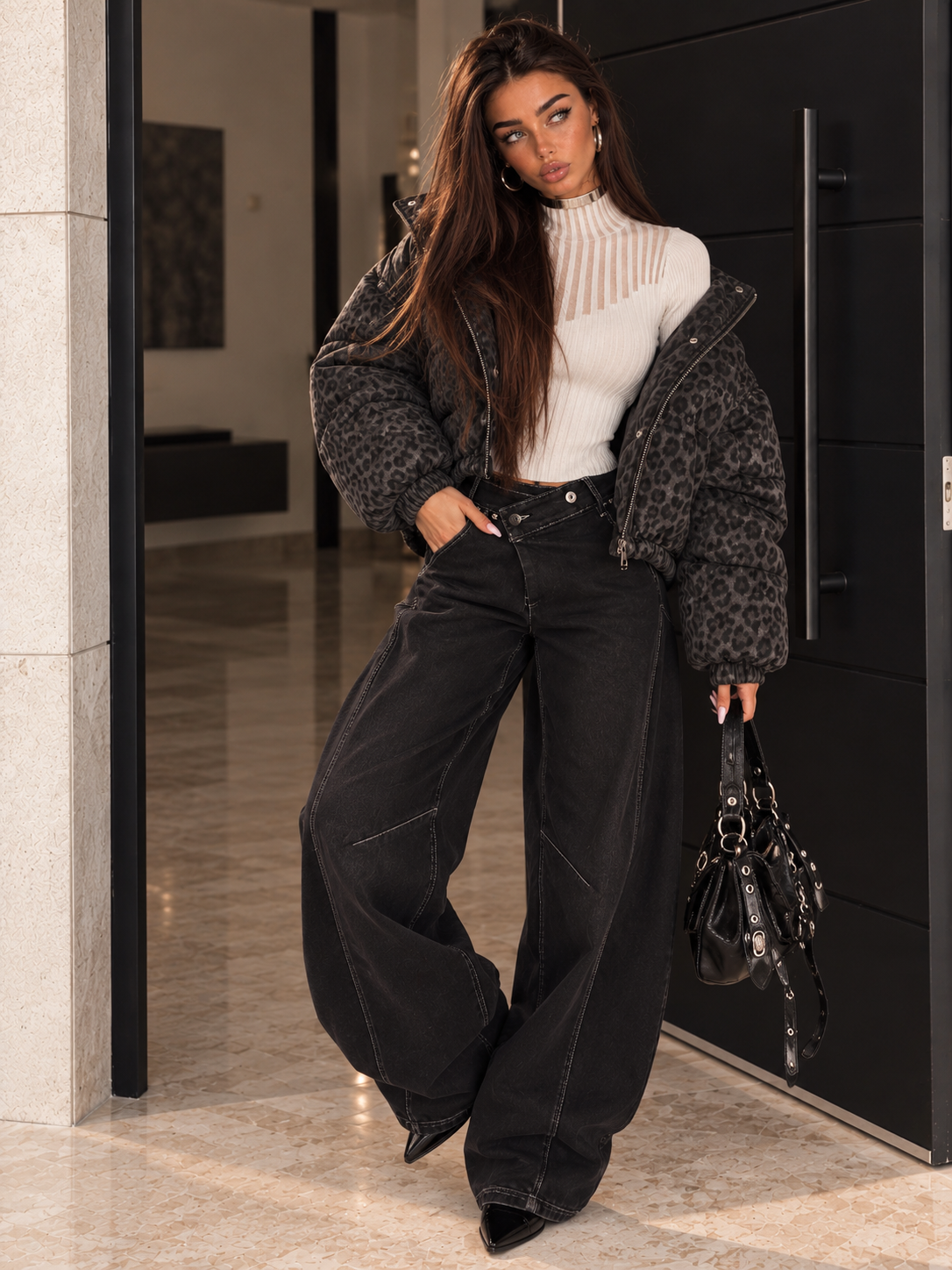 Jeans Balloon Asimmetrici con Cuciture a Contrasto - R.a. Boutique