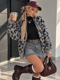 Felpa Zip Cappuccio Animalier Grigio / Nero - R.a. Boutique