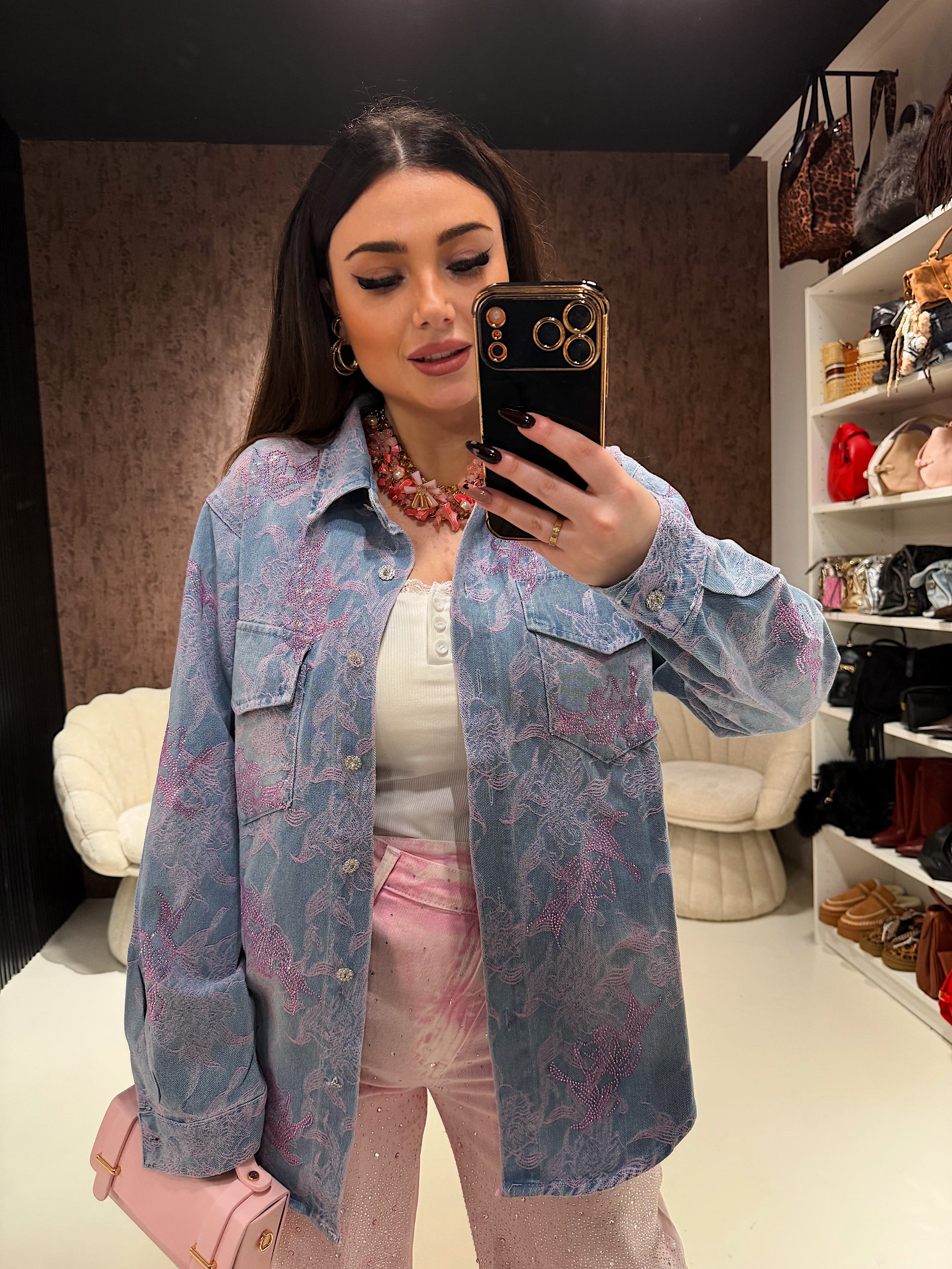 Camicia Denim Rose Lace - R.a. Boutique