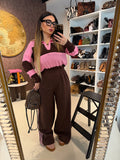 Maglione a righe rosa marrone - R.a. Boutique