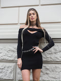 Abito in maglia nero scollo a barca - R.a. Boutique 